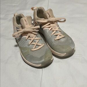 Nike Women's Light Peach and Silver/Gray Metcon Shoes